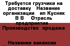 Требуется грузчики на доставку › Название организации ­ ип Кусняк В.В. › Отрасль предприятия ­ Производство, продажа › Название вакансии ­ Грузчик › Место работы ­ ул. Ки 49 › Возраст от ­ 18 › Возраст до ­ 35 - Пермский край, Пермь г. Работа » Вакансии   